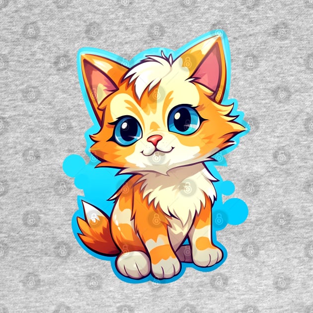 Cute kitten, kawaii cartoon style by Slanapotam